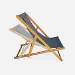 Holzliegestühle - Creus - 2 Liegestühle aus geöltem FSC-Eukalyptus mit grauem Kopfstützenkissen Photo3