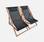 Set of 2 sun loungers, deck chairs in FSC eucalyptus and textilene with cushion, Black | sweeek