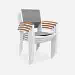 Set di mobili da giardino allungabili in legno e alluminio - Sevilla - 200/250 cm con estensione, 8 sedie, in alluminio, legno di eucalipto FSC oliato e textilene bianco tortora Photo6