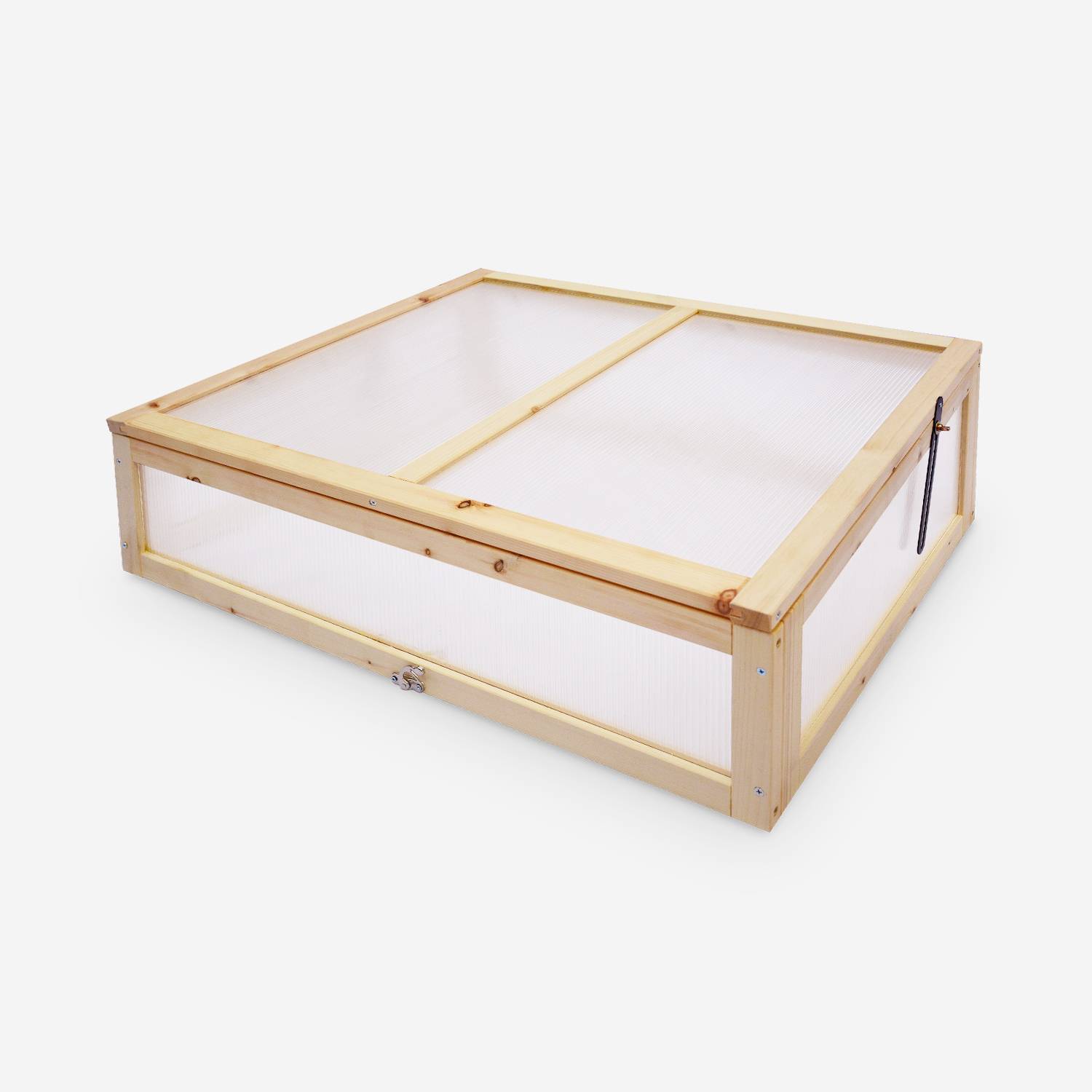 Orto in legno rialzato e serra in policarbonato rimovibile, ERABLE, 2 in 1, con ripiano sottostante e geotessile, 80 x 60 x 109 cm Photo5
