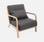 Poltrona di design grigio scuro in legno e tessuto con gambe a compasso scandinave - Lorens | sweeek