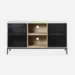 Buffet / Meuble TV décor bois et métal 140x40x75cm - Brooklyn - 2 portes et 6 compartiments  Photo3