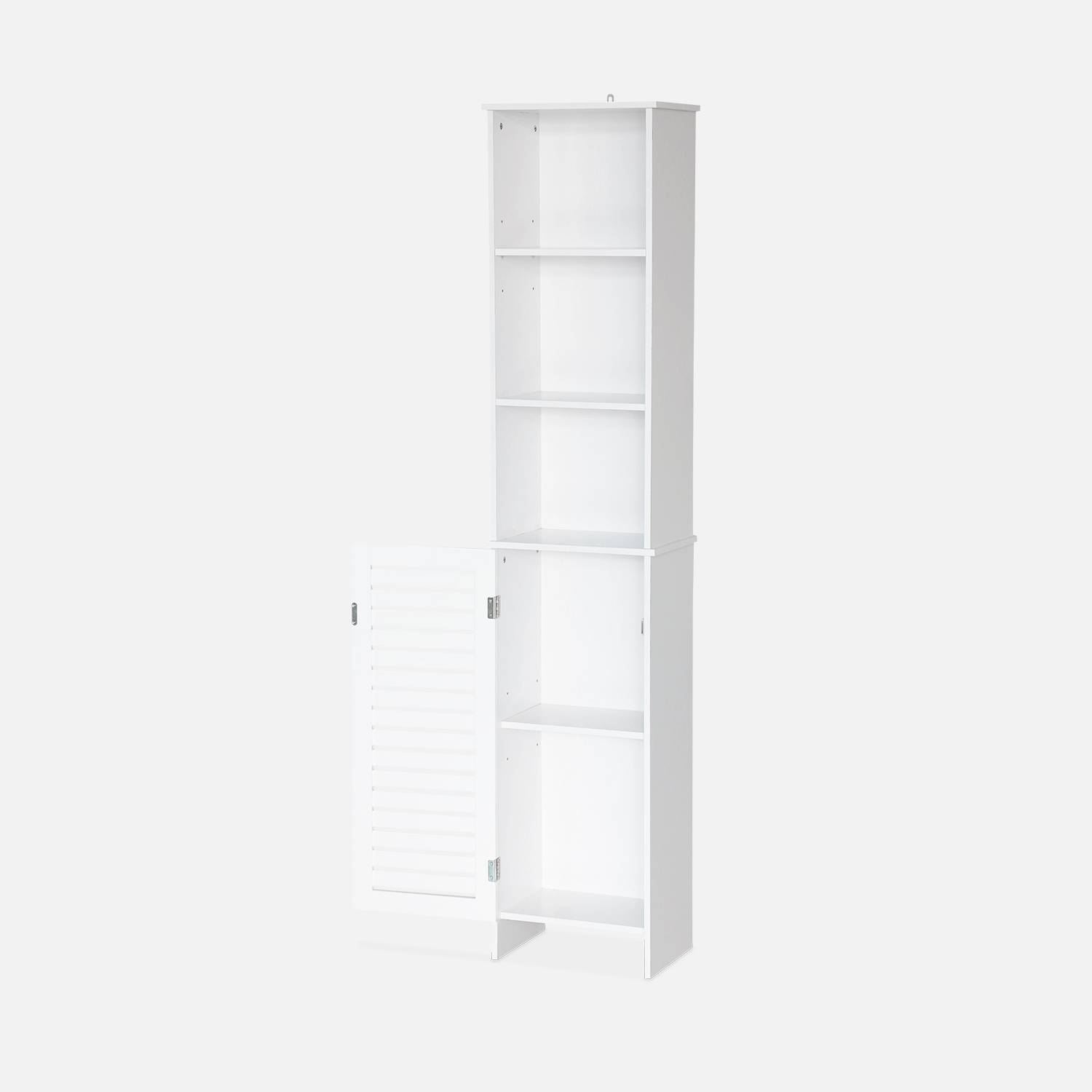  Colonne de rangement salle de bain - Rivage -  5 étagères, 1 porte ajourée, 5 niveaux de rangement Photo3