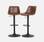 Pair of faux leather, square backrest, adjustable bar stools, Brown | sweeek