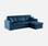 Canapé d'angle convertible en velours bleu pétrole  | sweeek