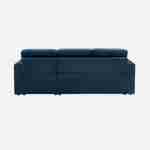 Sofá de canto convertível em veludo azul petróleo, 3 lugares, cadeirão de canto reversível, caixa de arrumação, cama modular Photo5