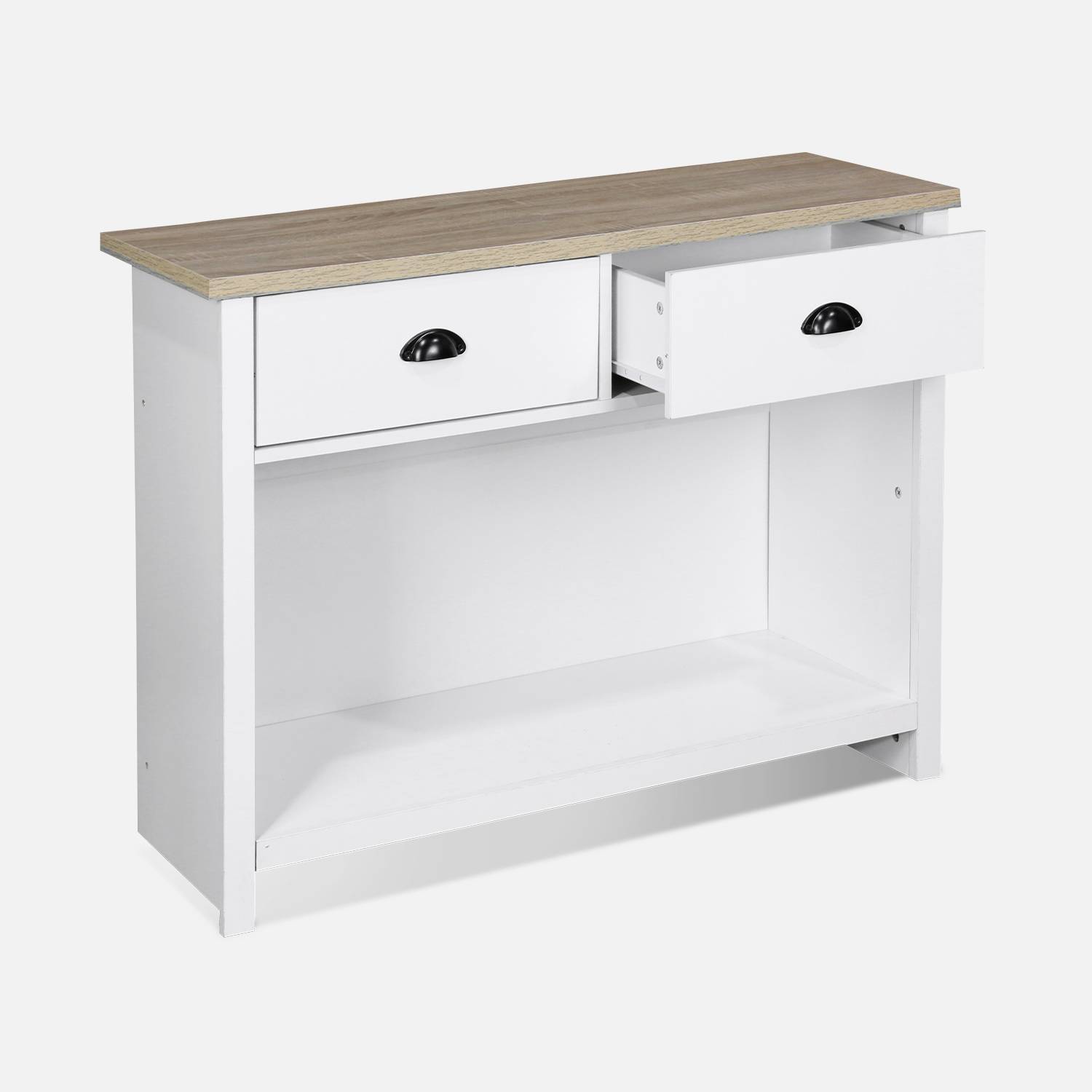 Sidetable wit 97x35x76cm, met 2 lades Photo6 Sidetable wit 97x35x76cm, met 2 lades Photo6