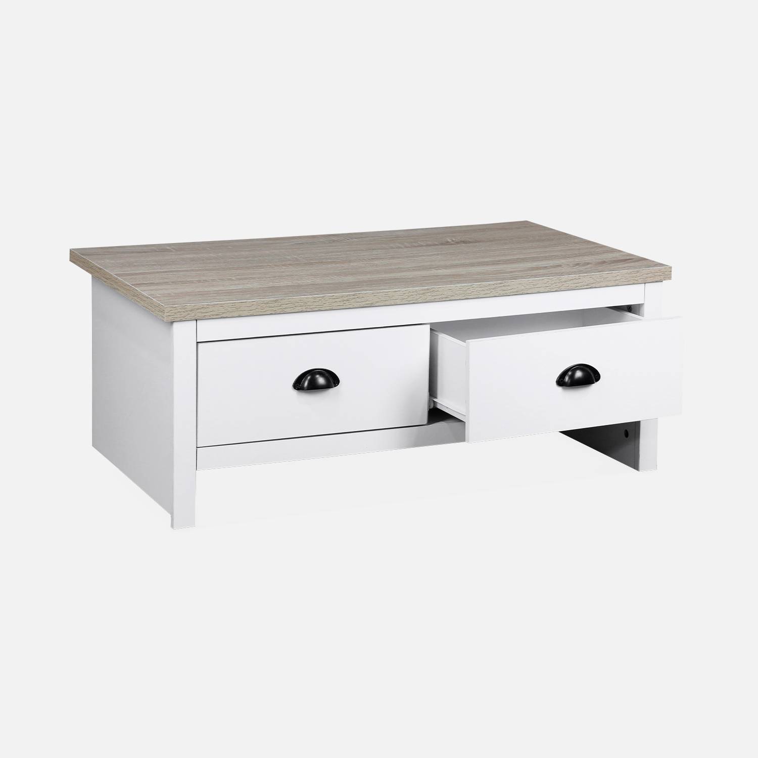 Salontafel wit 90x53x36cm, met 2 lades Photo6 Salontafel wit 90x53x36cm, met 2 lades Photo6