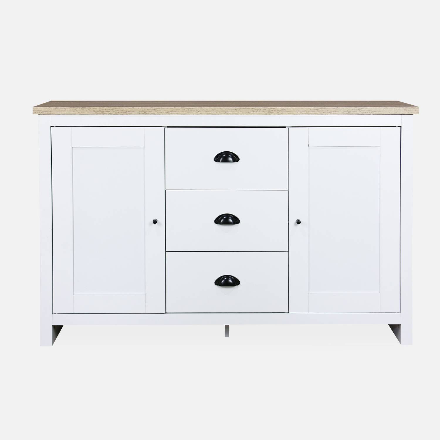Sideboard COTTAGE Weiß - mit 3 Schubladen, 2 Türen, 119x39,5x77 cm Photo4