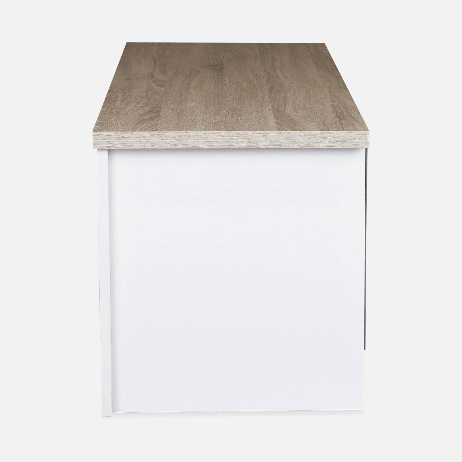 TV meubel wit, 120x39.5x42.5cm met 2 opbergvakken en 2 lades Photo5 TV meubel wit, 120x39.5x42.5cm met 2 opbergvakken en 2 lades Photo5