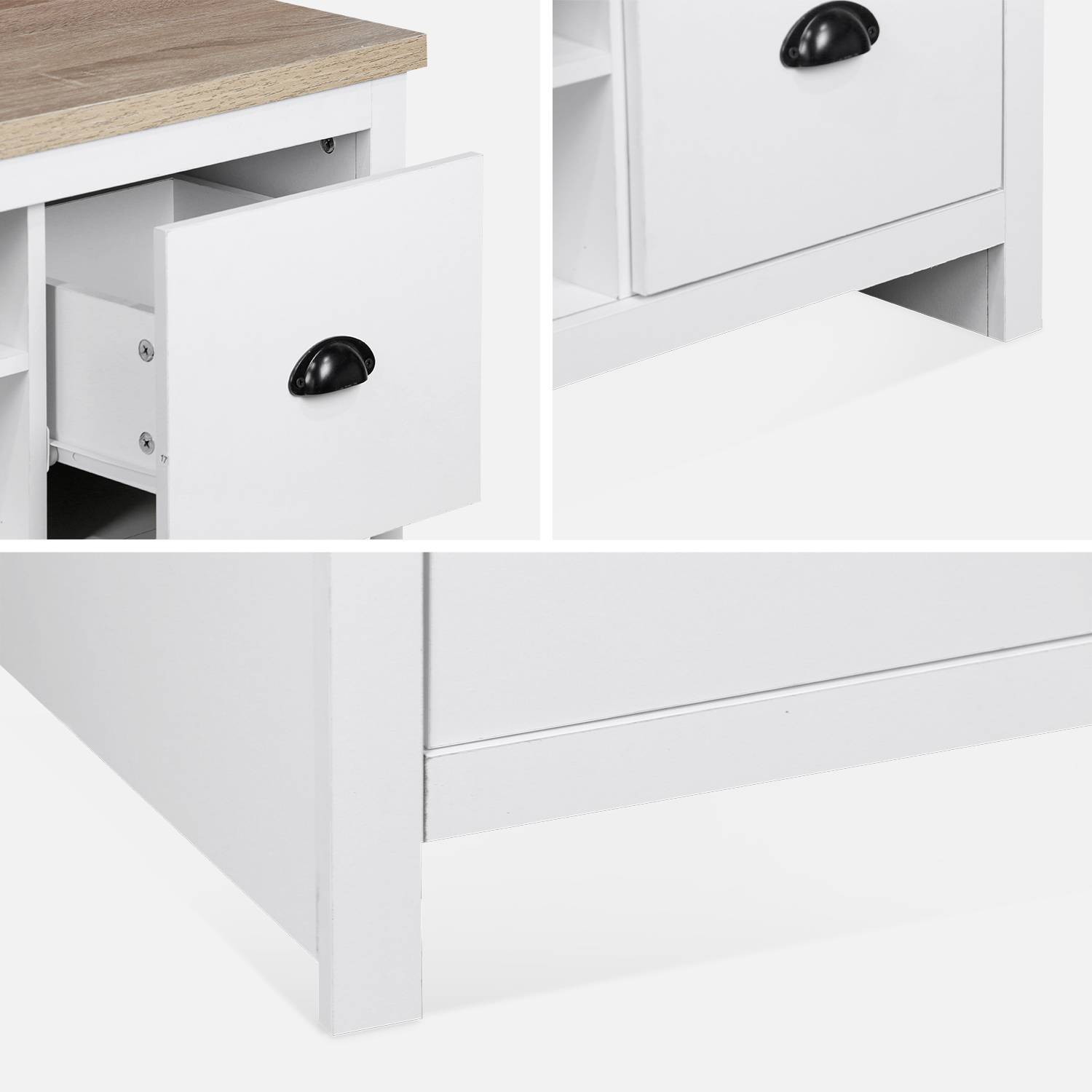 TV meubel wit, 120x39.5x42.5cm met 2 opbergvakken en 2 lades Photo7 TV meubel wit, 120x39.5x42.5cm met 2 opbergvakken en 2 lades Photo7