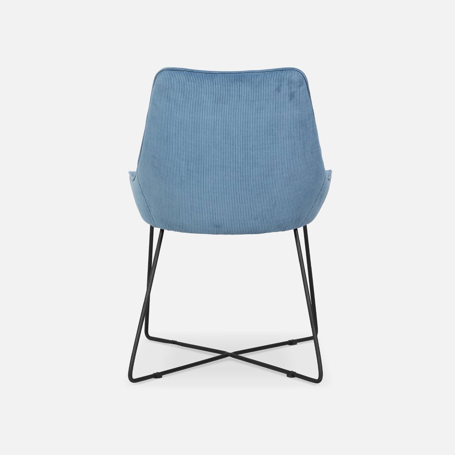 Lot de 2 chaises - Astrid - en velours côtelé bleu, 56,5 x 62 x 82,5cm Photo7