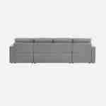 Canapé panoramique convertible en tissu gris clair, 4 places, coffre rangement, lit modulable  Photo8
