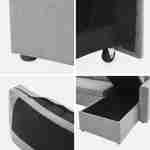 Canapé panoramique convertible en tissu gris clair, 4 places, coffre rangement, lit modulable  Photo11