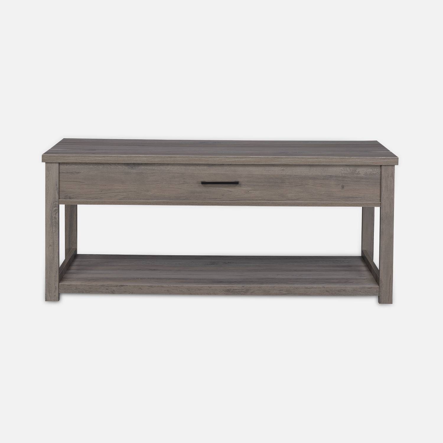 Table basse relevable en décor bois gris 110x59x46.5cm - Galant - 1 espace de rangement  Photo5