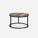 Lot de 2 tables gigognes rondes métal noir, décor bois - Loft - encastrables, 1x Ø77 x H 40cm / x1 Ø57 x H 35cm Photo3