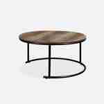 Lot de 2 tables gigognes rondes métal noir, décor bois - Loft - encastrables, 1x Ø77 x H 40cm / x1 Ø57 x H 35cm Photo6