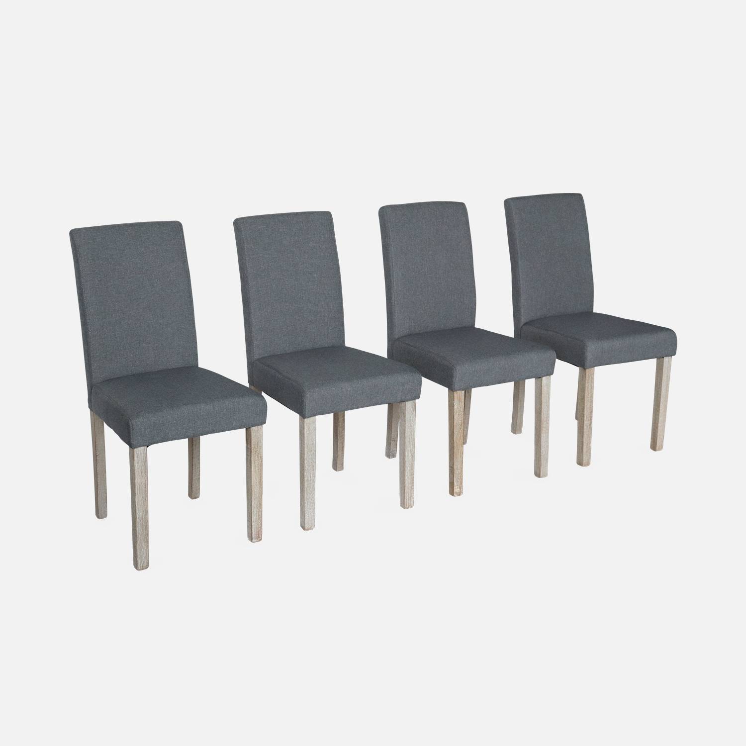 4er Set Stühle mit Stoffbezug Dunkelgrau, Holzbeine mit Ceruse Finish Photo3