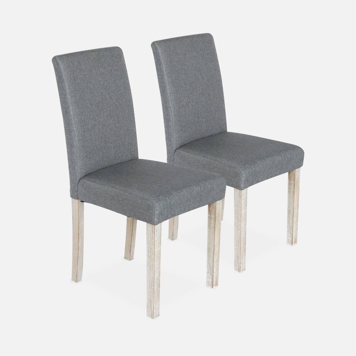 2er Set Stühle mit Stoffbezug Hellgrau, Holzbeine mit Ceruse Finish Photo3