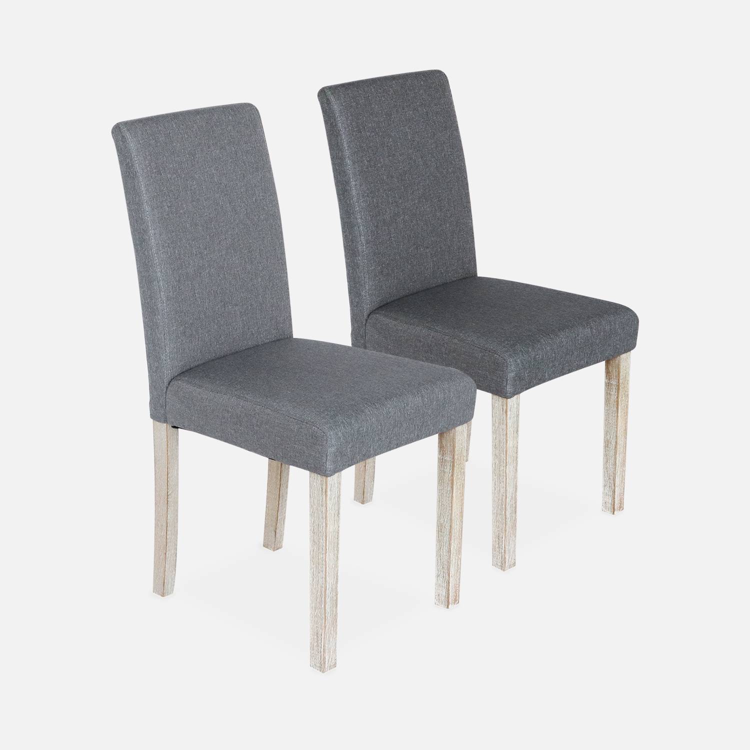 2er Set Stühle mit Stoffbezug Hellgrau, Holzbeine mit Ceruse Finish Photo6