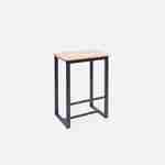 Set table haute carré - Loft - avec 2 tabourets de bar, acier et décor bois, encastrable, design Photo5