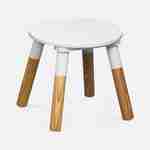 Tavolo rotondo per bambini, due sgabelli TOBIAS - legno massello in pino naturale bianco - Ø55 x H43CM Photo3