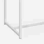 Sidetable van wit metaal en tafelblad met houtlook, 120x39x79cm, bijzettafel met 1 verstevigingsbalk  Photo4