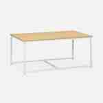 Set van 3 salontafels van mat wit metaal en houtlook, inschuifbaar, 1x100x60x45cm / 2x50x50x38cm Photo4