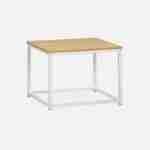 Set van 3 salontafels van mat wit metaal en houtlook, inschuifbaar, 1x100x60x45cm / 2x50x50x38cm Photo5
