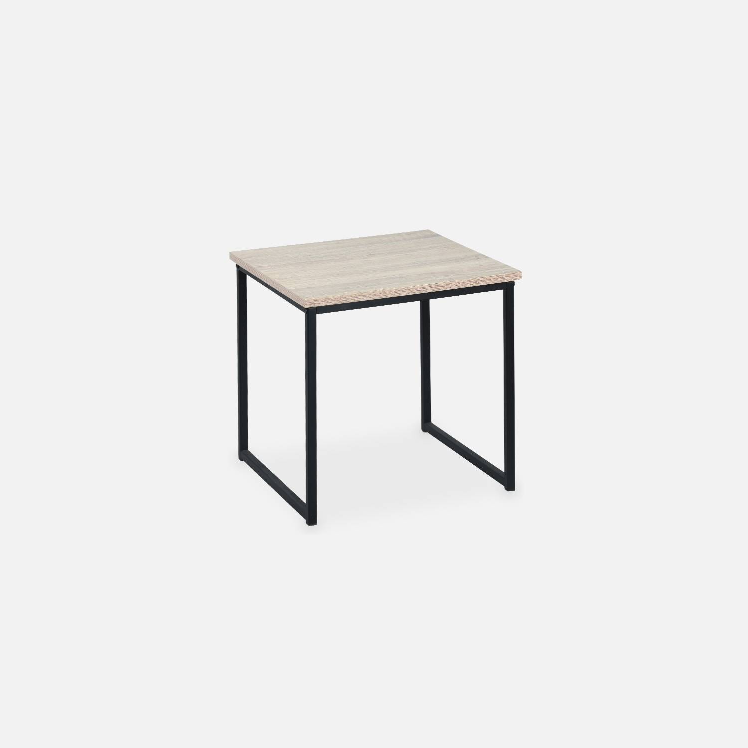  Tables basses en métal et décor bois encastrables - Loft -  tables gigognes, 100x48x48cm & 40x40x40cm Photo6