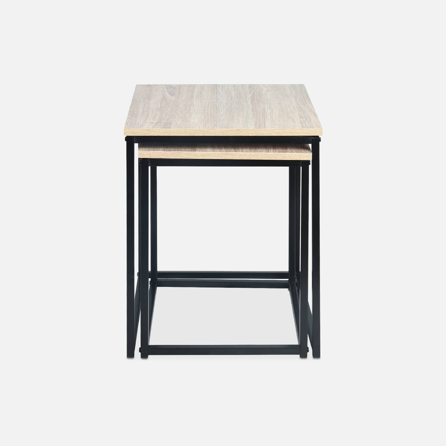  Tavolini da caffè in metallo e legno - Loft - Tavolini da salotto, 40x40x50cm e 35x35x45cm Photo3
