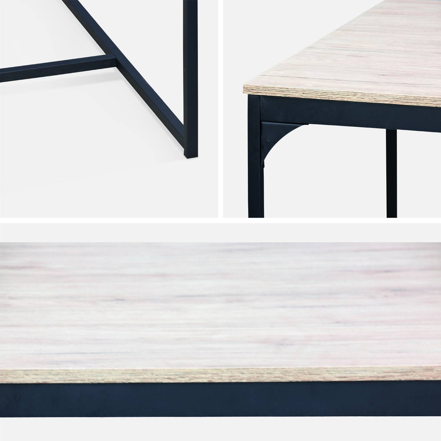 Rechthoekige eettafel houtlook en metaal, 4 plaatsen, 150cm  Photo6