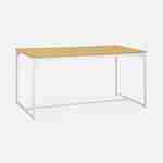 Table à manger rectangulaire métal blanc mat et décor bois - Loft - 4 places, 150cm  Photo3