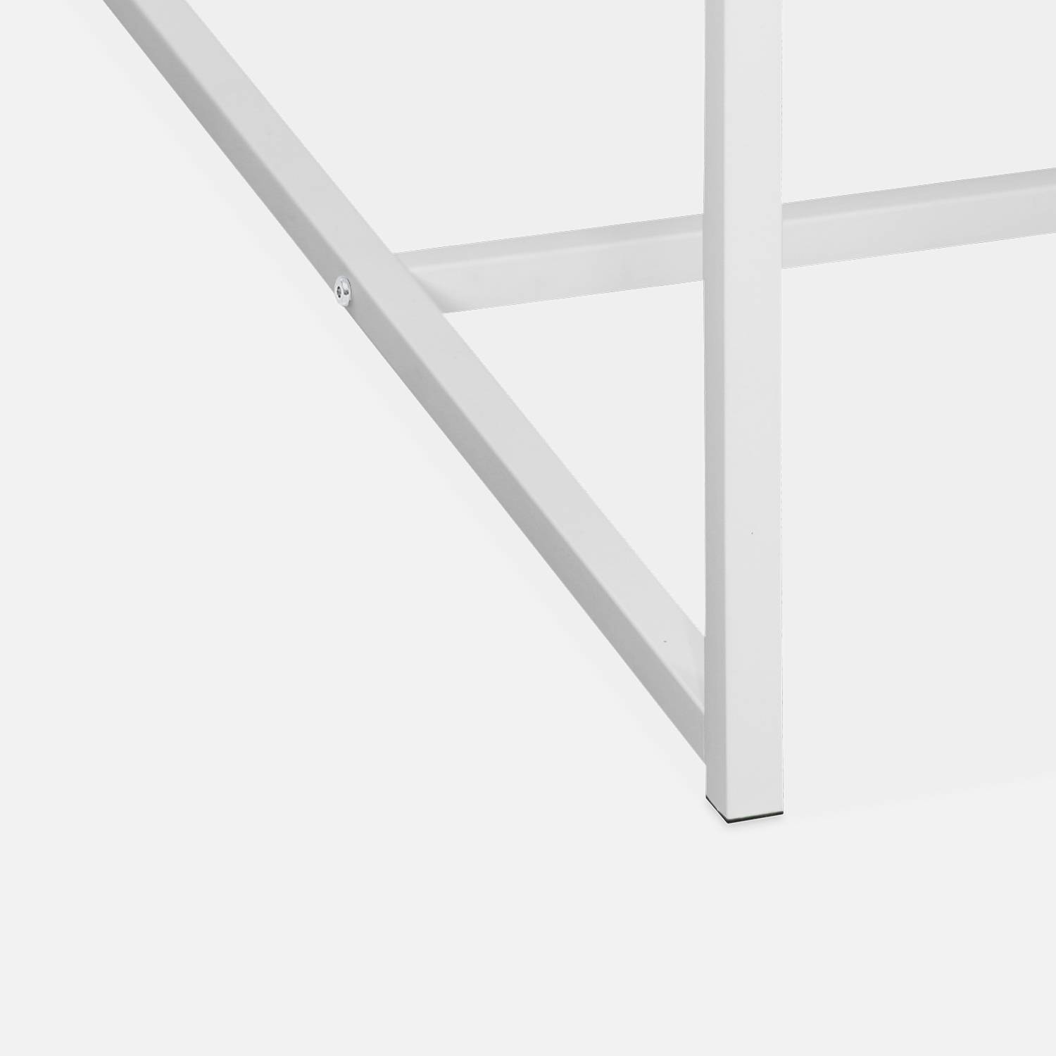Table à manger rectangulaire métal blanc mat et décor bois - Loft - 4 places, 150cm  Photo5