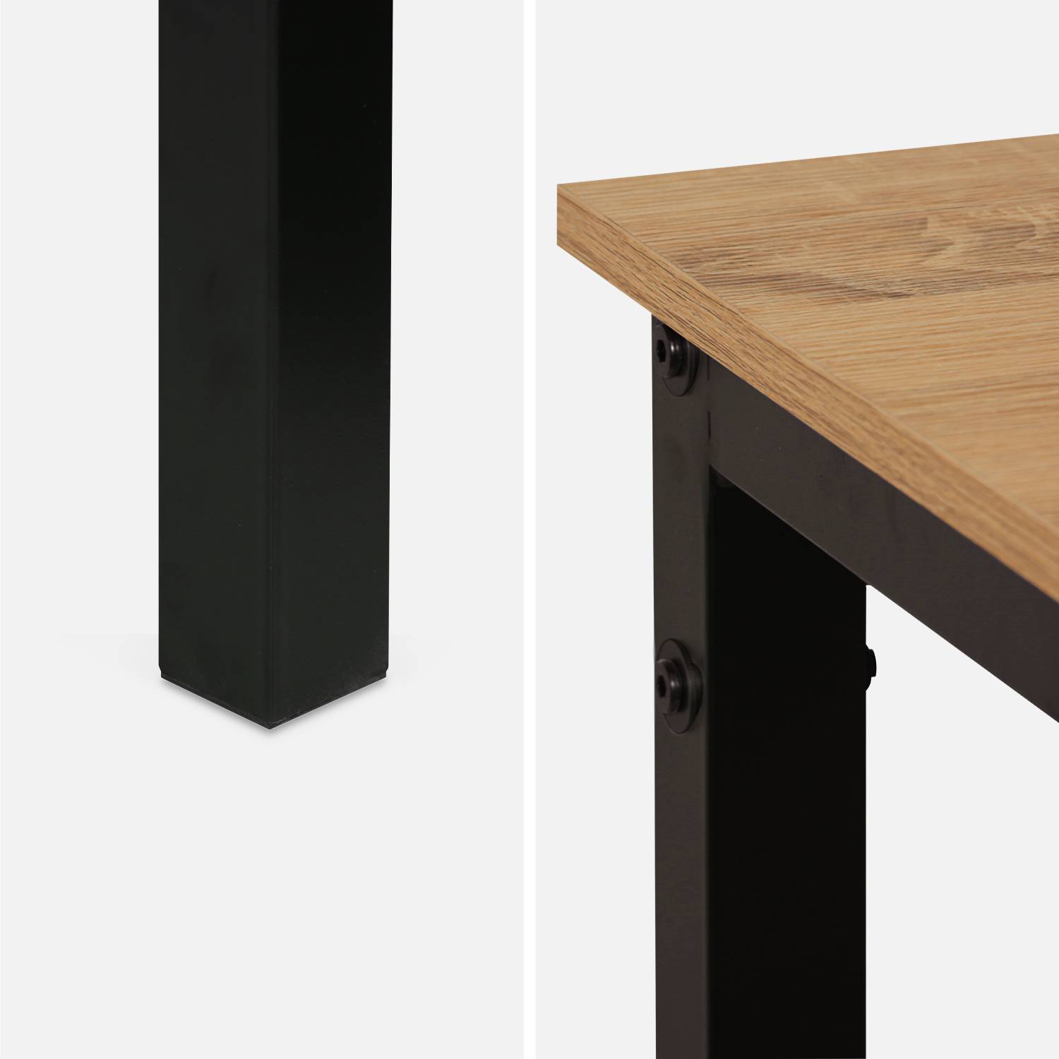 Table à manger rectangulaire métal décor bois, 4 - 6 places - Loft Photo3