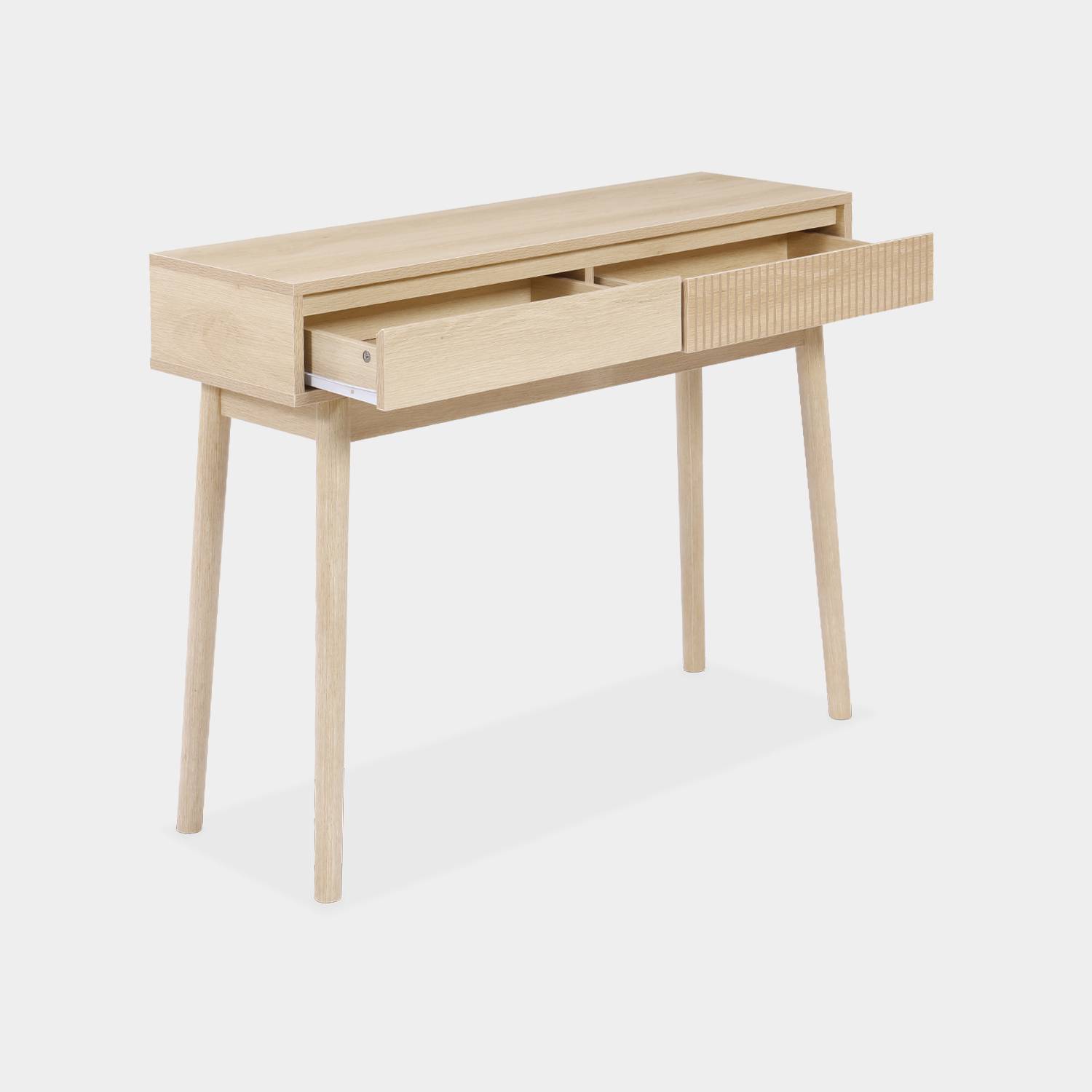 Mesa de consola em madeira, 2 gavetas - Linear Photo4