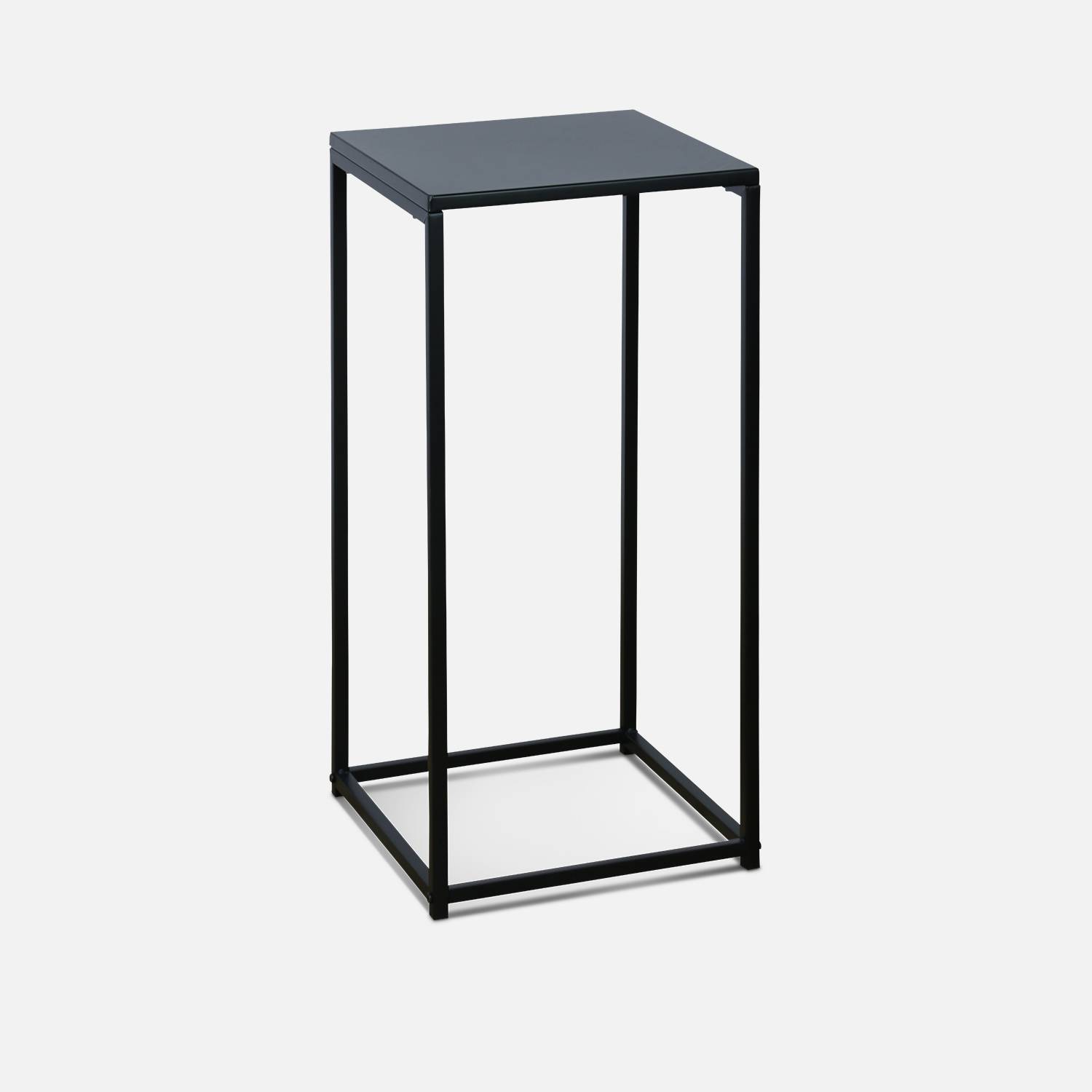 Lot de 2 tables d'appoint gigognes noires - Industrielle - bouts de canapé 34x34x74cm / 30x30x54cm Photo4 Lot de 2 tables d'appoint gigognes noires - Industrielle - bouts de canapé 34x34x74cm / 30x30x54cm Photo4