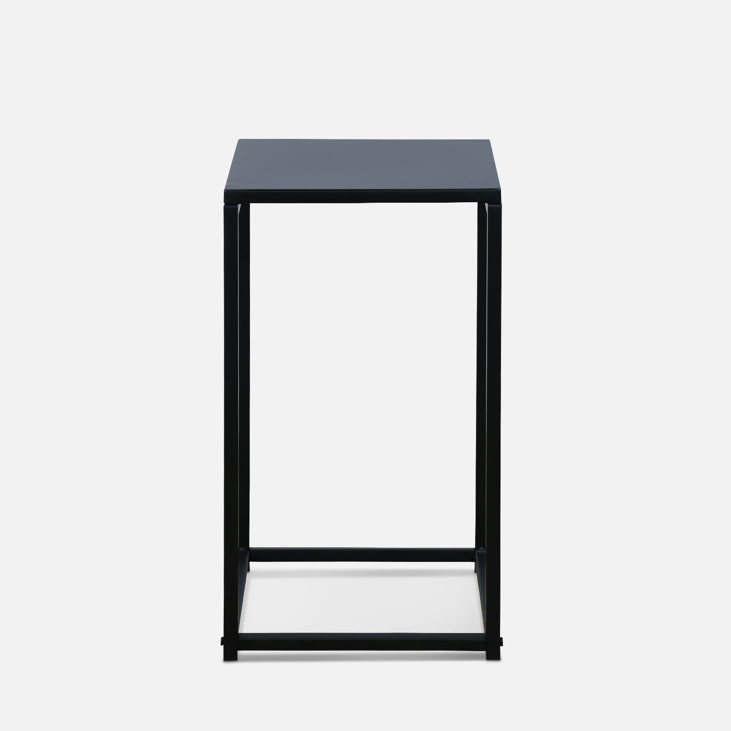 Lot de 2 tables d'appoint gigognes noires - Industrielle - bouts de canapé 34x34x74cm / 30x30x54cm Photo7 Lot de 2 tables d'appoint gigognes noires - Industrielle - bouts de canapé 34x34x74cm / 30x30x54cm Photo7