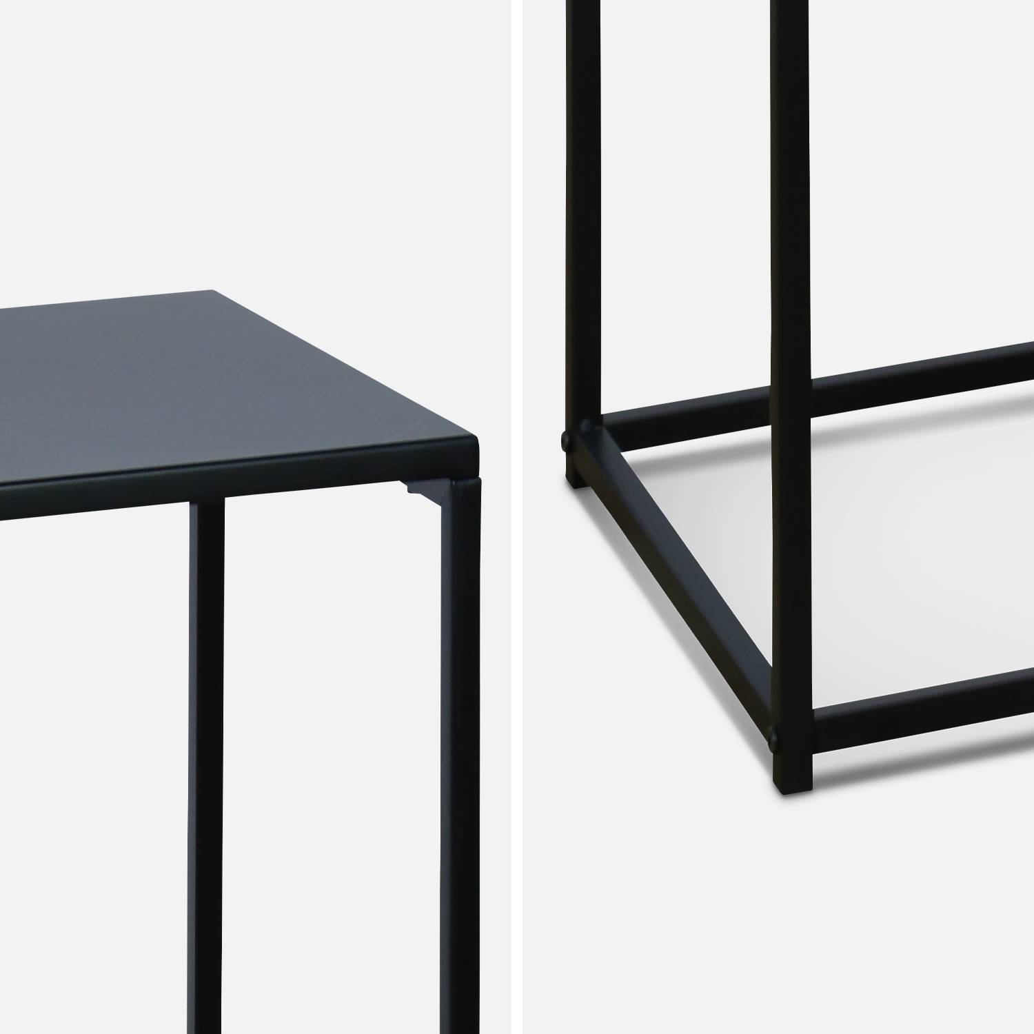 Lot de 2 tables d'appoint gigognes noires - Industrielle - bouts de canapé 34x34x74cm / 30x30x54cm Photo8 Lot de 2 tables d'appoint gigognes noires - Industrielle - bouts de canapé 34x34x74cm / 30x30x54cm Photo8
