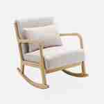 Sedia a dondolo di design in legno e tessuto, 1 posto, sedia a dondolo scandinava, beige Photo3