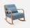 Rocking chair design tissu bleu et bois - Lorens Rocking