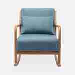 Cadeira de baloiço de design em madeira e tecido, 1 lugar, cadeira de baloiço escandinava, azul Photo3