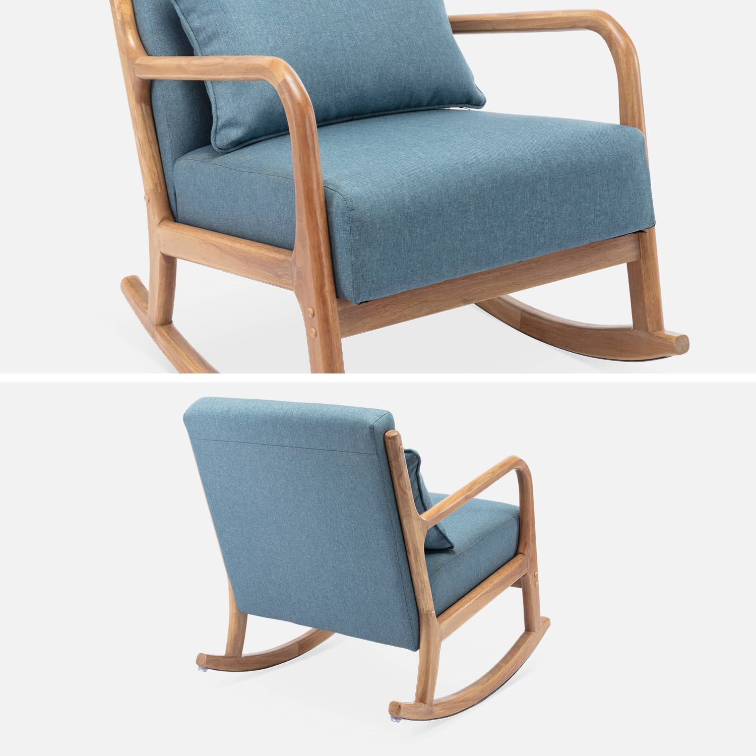 Poltroncina a Dondolo con Fiori in Legno Naturale per Bambini di Dida Nuovo  rivestimento bifacciale Azzurro e Rosa