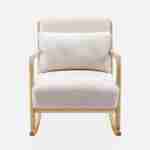 Fauteuil à bascule design en bois et tissu, bouclettes blanches, 1 place, rocking chair scandinave Photo5