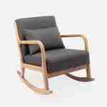 Fauteuil à bascule design en bois et tissu, 1 place, rocking chair scandinave, gris foncé Photo2