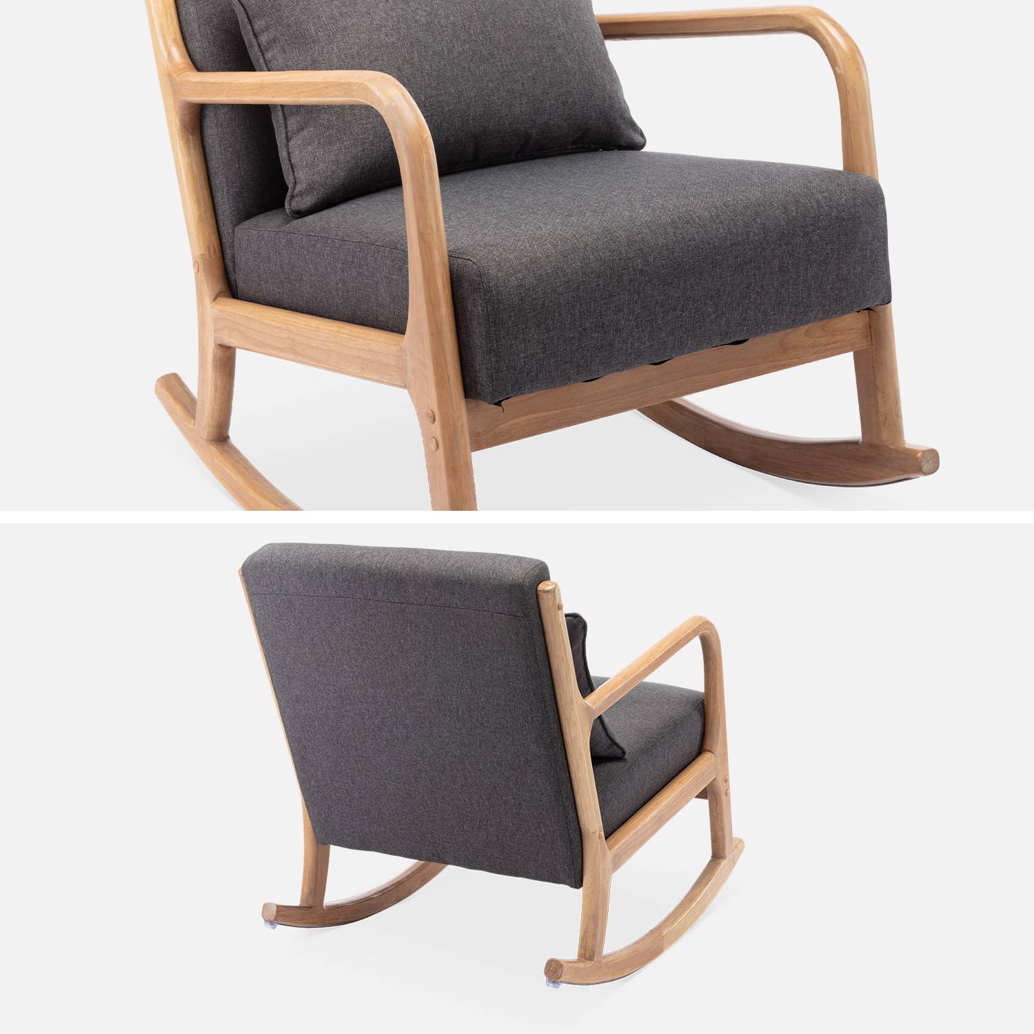 Fauteuil à bascule design en bois et tissu, 1 place, rocking chair scandinave  Photo7