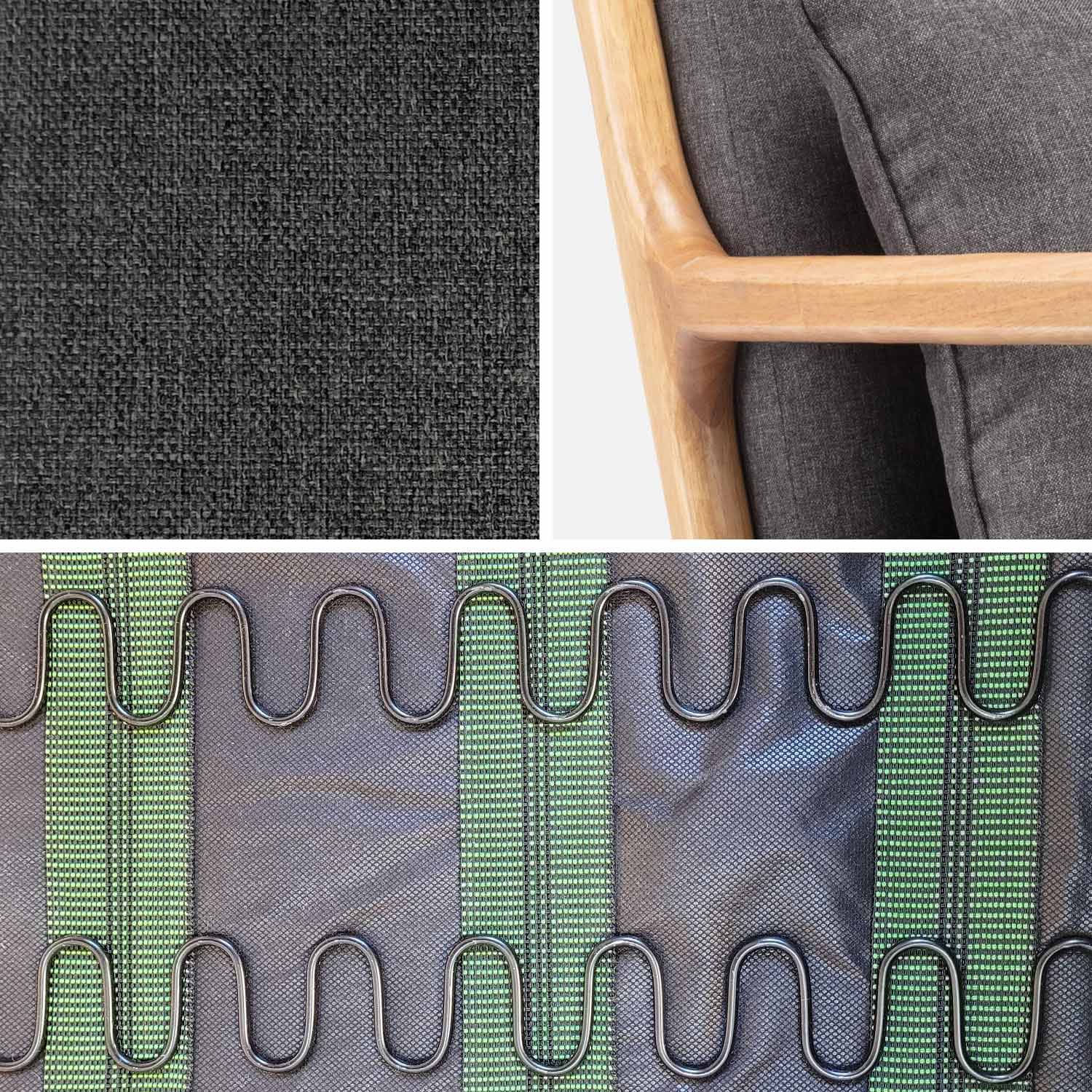 Fauteuil à bascule design en bois et tissu, 1 place, rocking chair scandinave, gris foncé Photo5