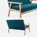 Panca per divano in legno e tessuto blu petrolio, Isak, L 114 x P 69,5 x H 73cm Photo6