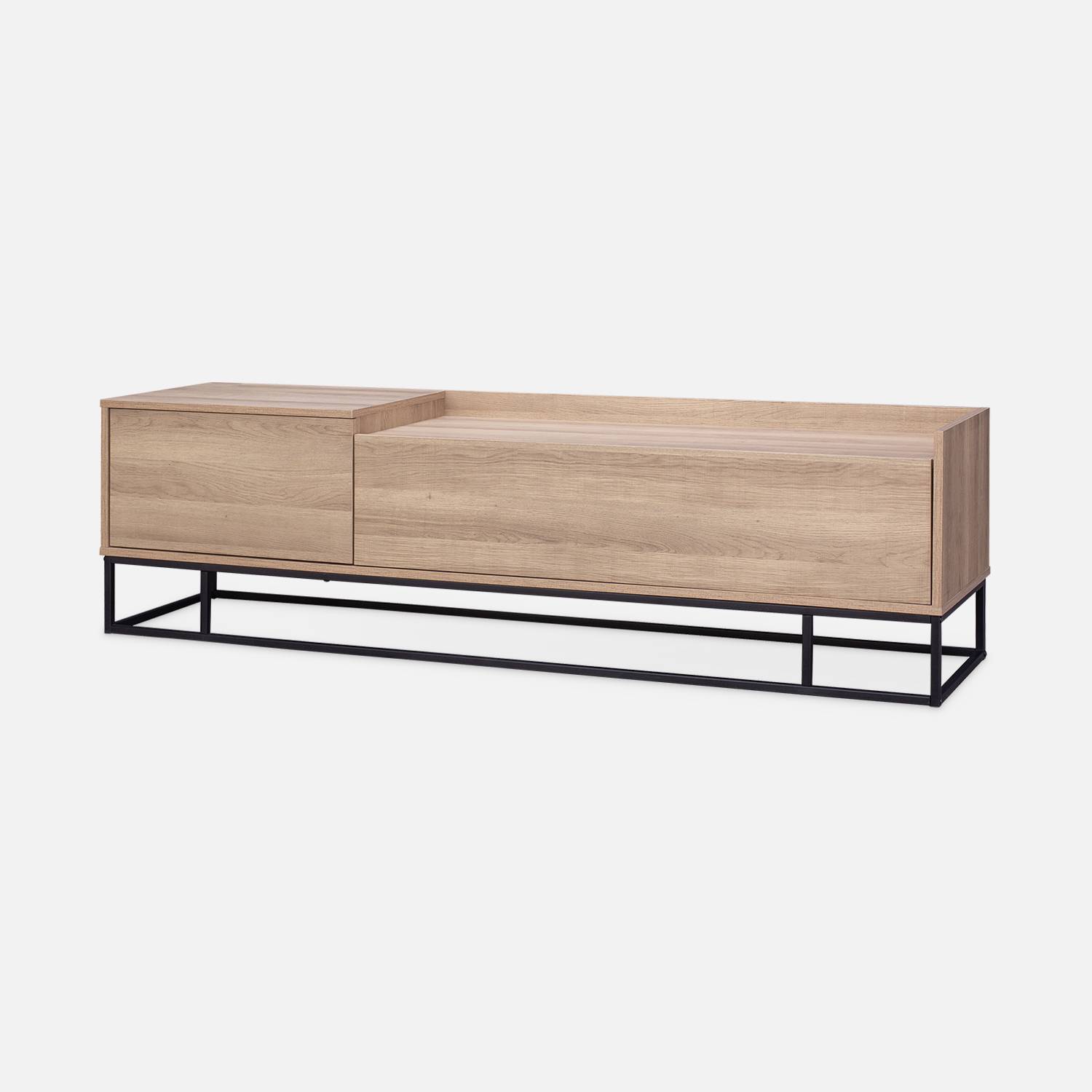 TV meubel met houtlook en metaal 160x39x45cm, 1 lade, 2 compartimenten Photo4 TV meubel met houtlook en metaal 160x39x45cm, 1 lade, 2 compartimenten Photo4