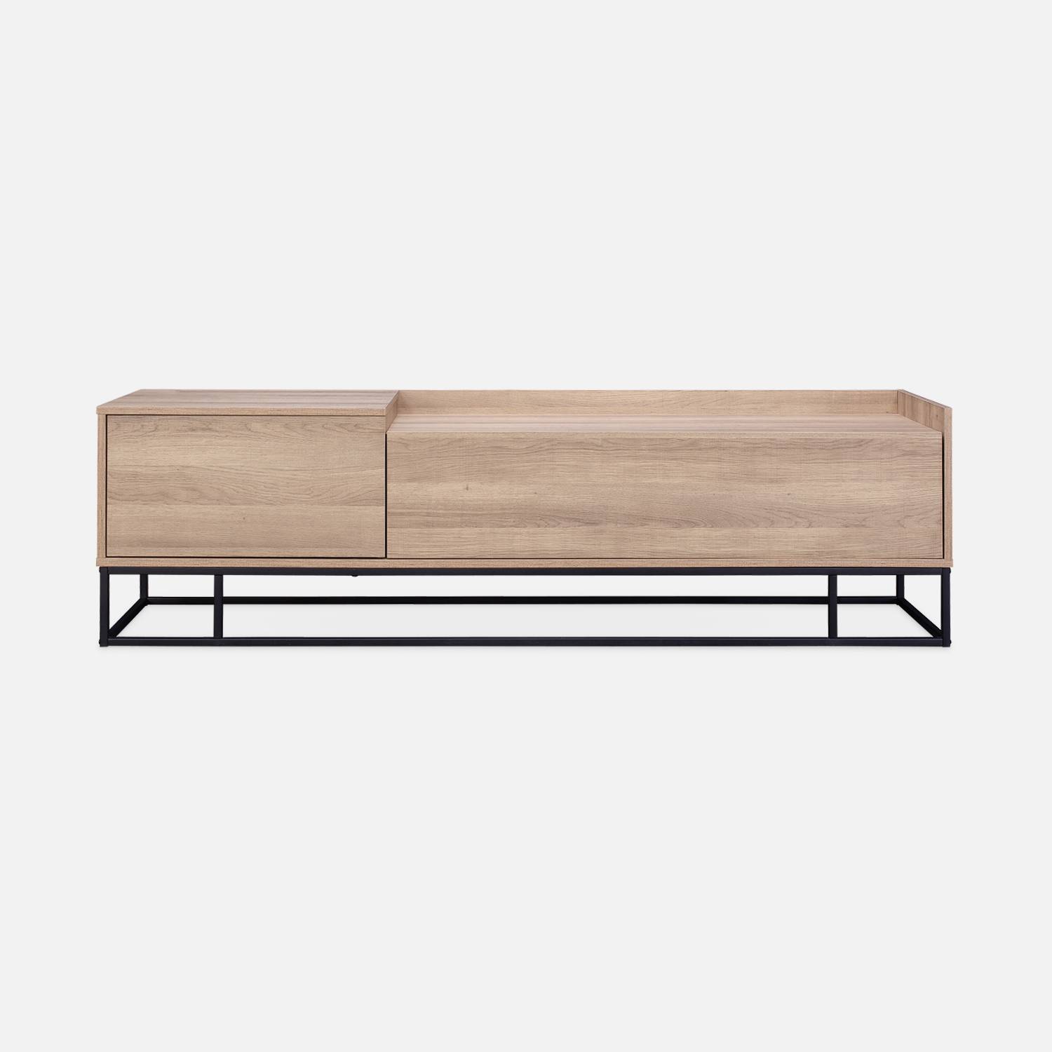 TV meubel met houtlook en metaal 160x39x45cm, 1 lade, 2 compartimenten Photo6 TV meubel met houtlook en metaal 160x39x45cm, 1 lade, 2 compartimenten Photo6